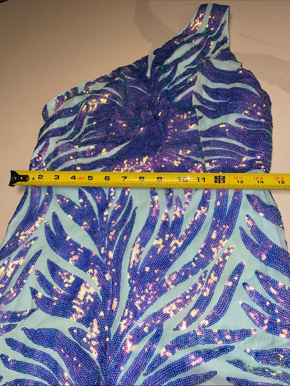 Glam One-Shoulder mermaid sequin gown M - Picture 5 of 13